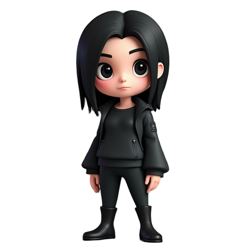 resident evil style character tall black hair black clothes 