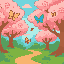 sakura forest with butterflies
