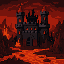 castle in a hell dimension with lava