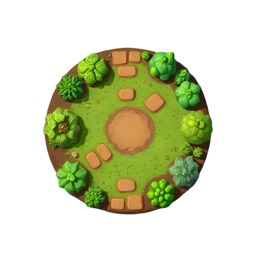 top down view of a garden with dirt paths on it.