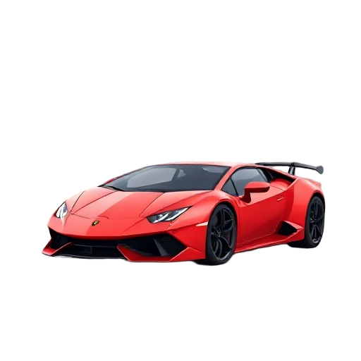 the car is a red lamborghini that drives