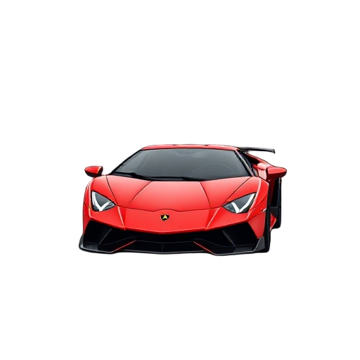 the car is a red lamborghini that drives
