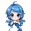 girl,blue hair,blue eyes,wings blue,kid,blue dress,