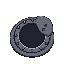 an open round sewer drain in an urban alley or roadside. the heavy metal cover is  pushed aside. looking from the side of the hole, not in it