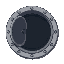 an open round sewer drain, the heavy round metal cover is pushed aside. looking from the side of the hole