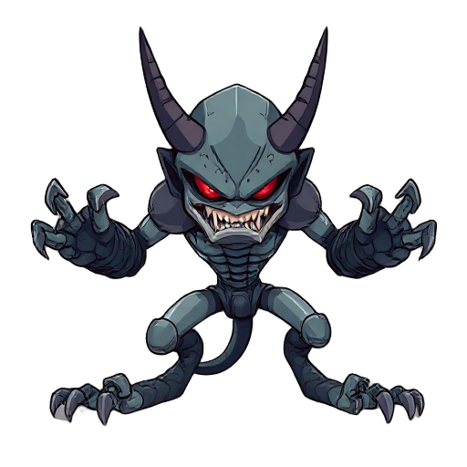 a futuristic mutated human, instead of arms he has two snakes with red eyes, he is a mean cyborg with angry intent, too long spiked horns coming out of his head. he is in a crouch position ready to pounce. and both of his snake arms are reared up to attac
