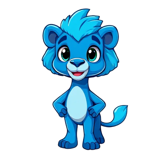 aparência do personagem: leo, o camaleão azul  tipo: antropomórfico / plataforma 2d altura: proporções “chibi” (cabeça maior em relação ao corpo, estilo cartoon pixelado). cor principal: azul vibrante com degradê em tons turquesa nas extremidades (cauda, 