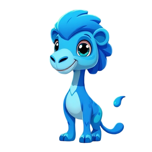 aparência do personagem: leo, o camaleão azul  tipo: antropomórfico / plataforma 2d altura: proporções “chibi” (cabeça maior em relação ao corpo, estilo cartoon pixelado). cor principal: azul vibrante com degradê em tons turquesa nas extremidades (cauda, 
