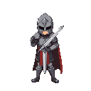 knight with sword without helmet