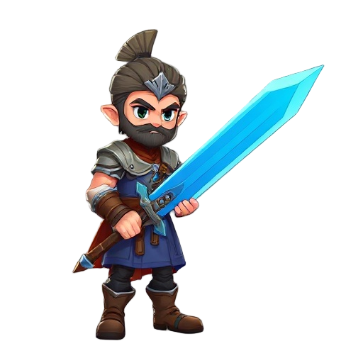 a warrior with a blue sword