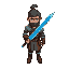 a warrior with a blue sword