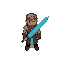 a warrior with a blue sword