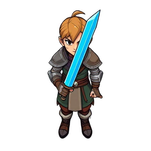 a warrior with a blue sword