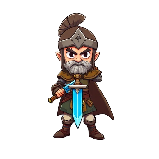 a warrior with a blue sword