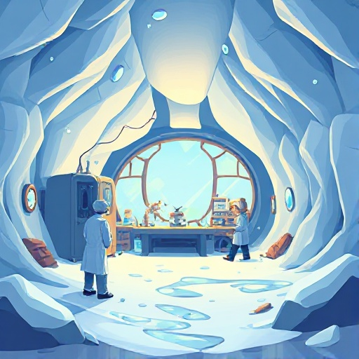 um laboratorio de ciencia na antartica que esta derrendo 