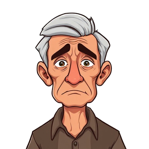 imagem de um humano da cintura para cima, no estilo do papers please, focando os detalhes no rosto, dando uma aparencia de tristesa e pesar alem de marcas de expreçao de alguem mais velho de 50 anos