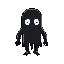 a black soul an phantom without arma and legs, with only 2 points of white eyes that floating art in pixart