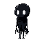 a black soul an phantom without arms and legs, with only 2 points of white eyes that floating art in pixart