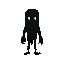 a black soul an phantom without arms and legs, with only 2 points of white eyes that floating art in pixart