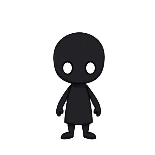 a black soul with only 2 points of white eyes that floating pixart