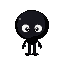 a black soul with only 2 points of white eyes that floating art in pixart