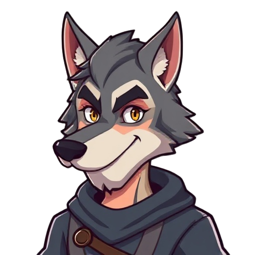 a wolf man, with rab and ear of wolf