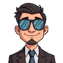 businessman with sun glasses in 8 bit style