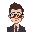 businessman with sun glasses in 8 bit style