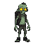 a zombie with a backpack