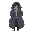 ragazza giovane indossa un enorme puffy coat grigio scuro molto imbottito oversize che arriva fino al pavimento e nasconde un altra ragazza avvolgendola dentro 