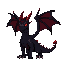 a dark dragon with bright red blood vains all around his body, and a dark aura