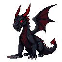 a adult fiercefull dark scary dragon with bright red blood vains all around his body, and a dark aura i want birght red vains and blood tears. 