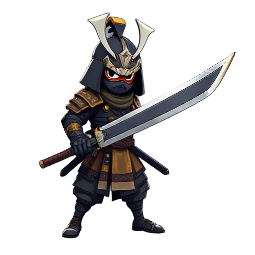 dystopian samurai warrior with oversized sword