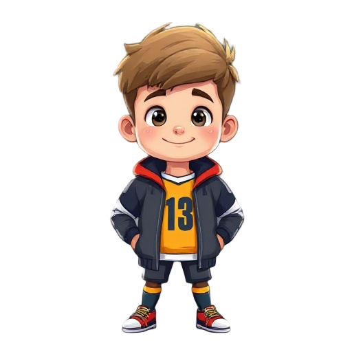 create an image of a boy in a football jacket