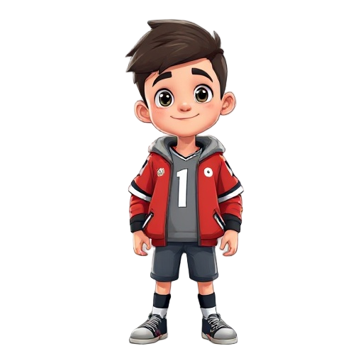 create an image of a boy in a football jacket