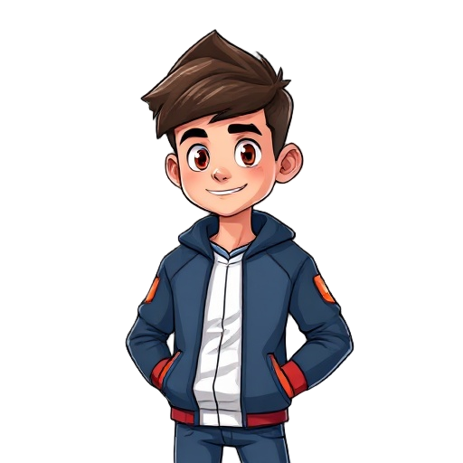 create an image of a teenager in a football jacket