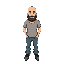 bald human male with a beard, wearing jeans and a t-shirt