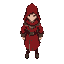 an alchemist protoganist. red roba, shadowed face