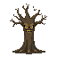 a scary tree with a face