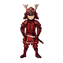 samurai, red armor, one sword