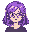 cute anime girl with purple hair and glasses, nerd, shy, cute, blush, embarrassed