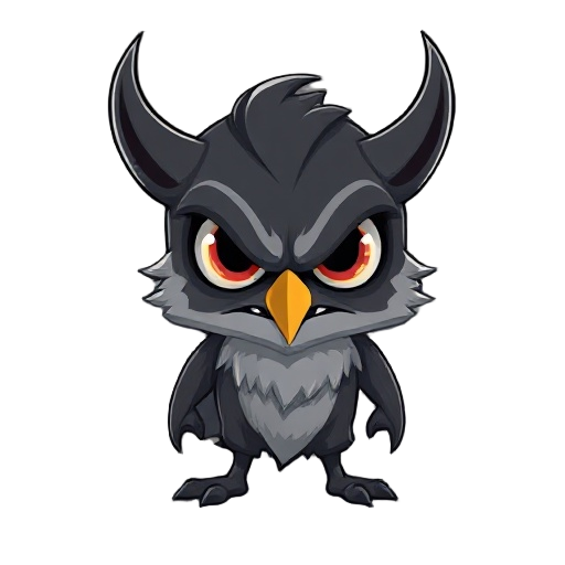 cria um mostro comum  olho  de asas meio humano meio corvo que sera um inimigodo meujogo