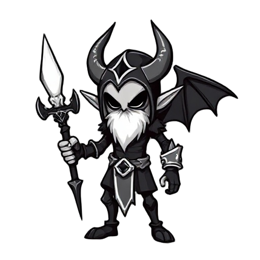 cria um inimgo pequeno branco , elfo negro  que sera um inimigodo meujogo boss bem forte estil castlevania ele usa uma venda 