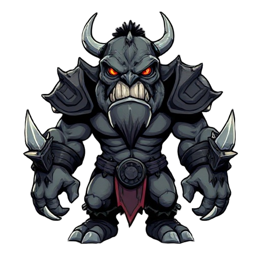 cria um inimgo alto  com um  3 olhos   meio humano meio orc que sera um inimigodo meujogo boss bem forte estil castlevania
