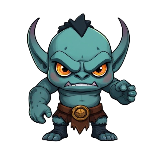 cria um inimgo alto  com um  3 olhos   meio humano meio orc que sera um inimigodo meujogo boss bem forte