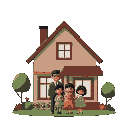a black family in front of their home