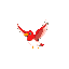 white and red bird flying
