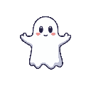 friendly pixel ghost with feets