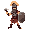 ancient greek warrior, side view, battle ready pose