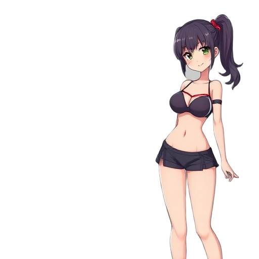 anime woman with bikini 